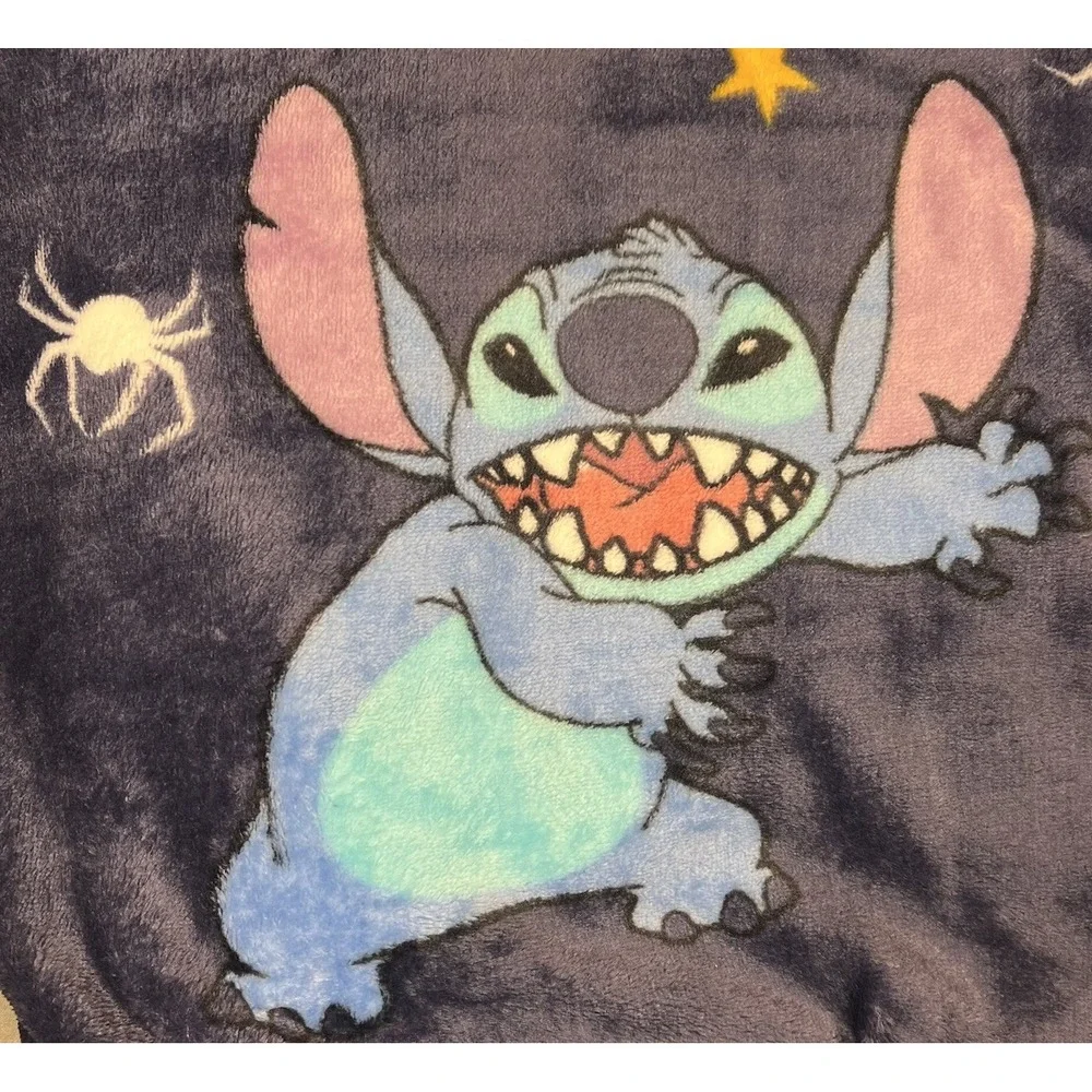 Disney Lilo & Stitch Halloween 2025 Navy Blue Plush Throw Blanket 50